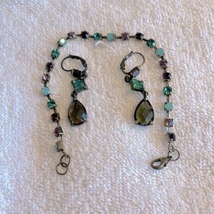 Multicolored bracelet with matching earrings.